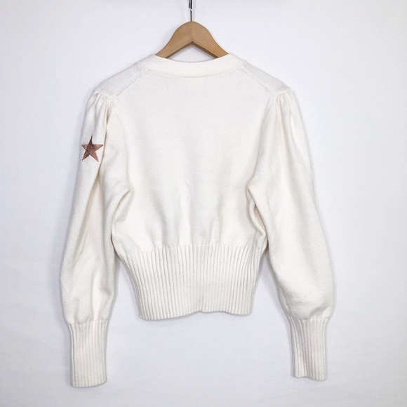 Cinq a Sept large cream embroidered star cardigan - Picture 3 of 10